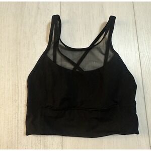 Lululemon Clip-on Longline Sports Bra Sz 4 Black Mesh - C/D Cup
